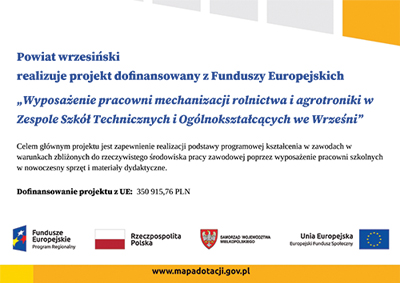 Powiat wrzesiński
realizuje projekt dofinansowany z Funduszy Europejskich